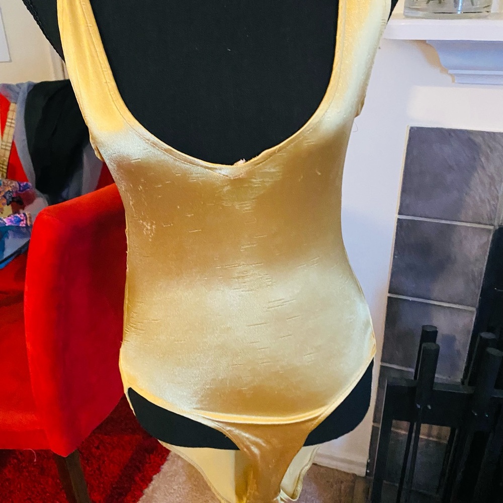 1 piece satin gold bathing suit